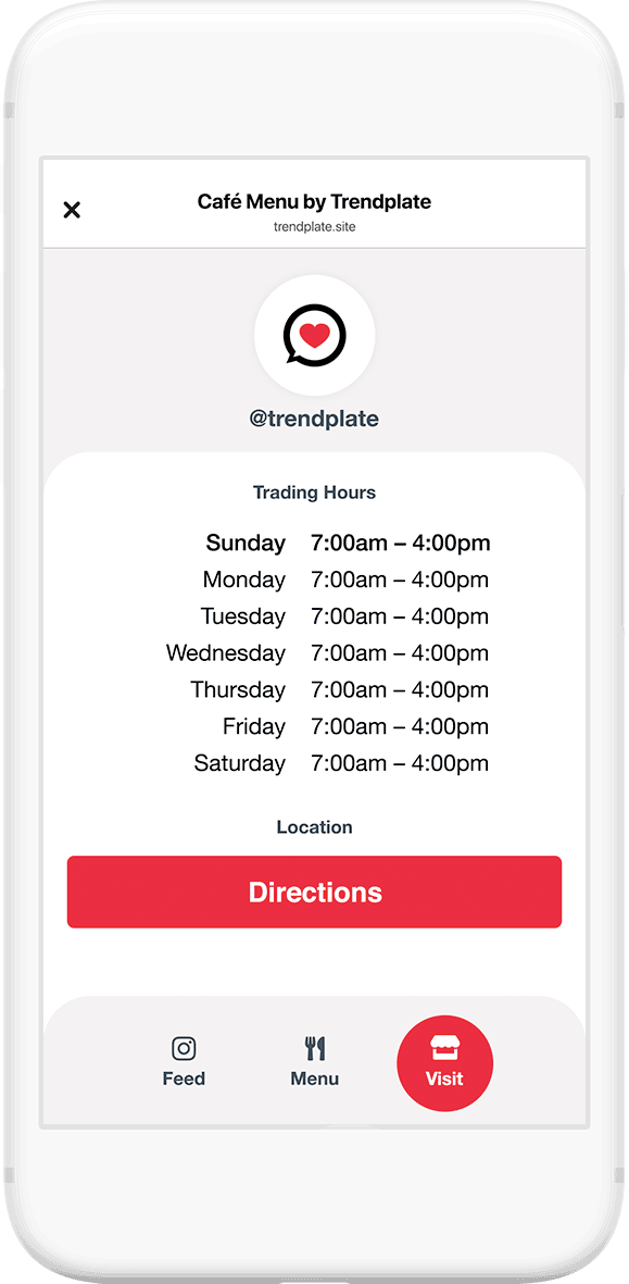 Display your trading hours and contact details